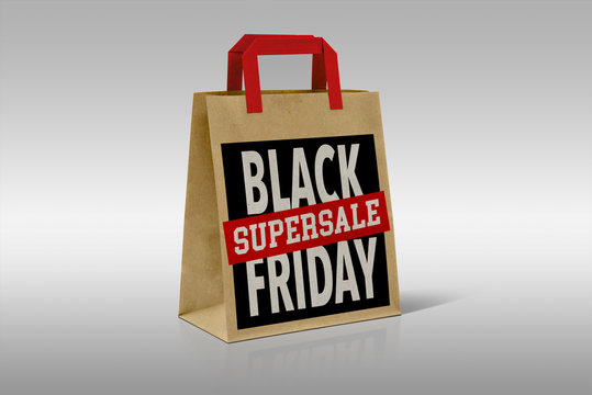 Black Friday Shopping Bag Isolated On White Background