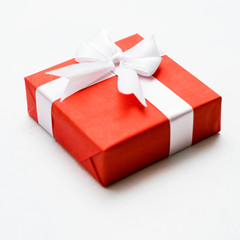 Red gift box with Mother's day present on white background
