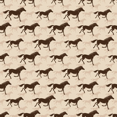Seamless background with running horses.