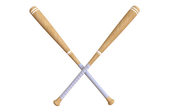 3d render of baseball bat isolated on white background