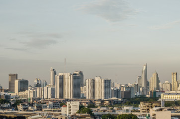 Fototapeta na wymiar Cityscape view of Bangkok modern office business building in business zone at Bangkok,Thailand. 