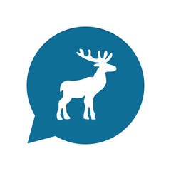 Blaue Sprechblase rund - Elch