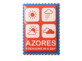 Azores souvenir refrigerator magnet isolated on white. Refrigerator magnets are popular souvenir and collectible objects. 