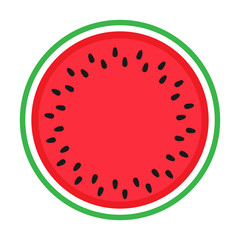 Fototapeta premium Watermelon colorful icon isolated on white. Circle red green watermelon illustration vector EPS.