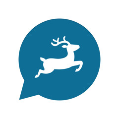 Blaue Sprechblase rund - Reh