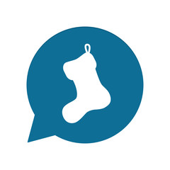 Blaue Sprechblase rund - Socke - Stiefel - Weihnachten