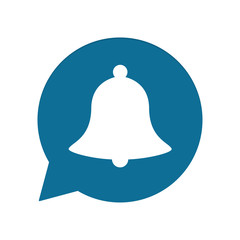 Blaue Sprechblase rund - Glocke