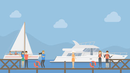 Obraz na płótnie Canvas Yacht club illustration.