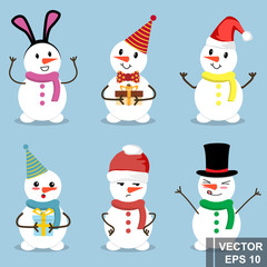 A set of the snowmen. White. Winter. New Year's and Christmas. For your design.