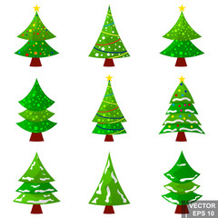 Set of Christmas trees. Celebration. Winter. Christmas. For your design.