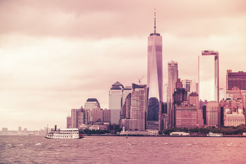 Fototapeta premium Lower Manhattan from ferry