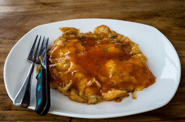 Fu yung hai, a popular Chinese Indonesian dish (in China called Egg foo young)