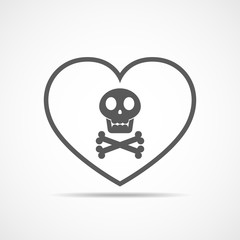 Heart and human skull. Vector illustration.