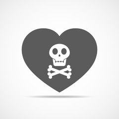 Heart and human skull. Vector illustration.