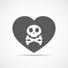 Heart and human skull. Vector illustration.