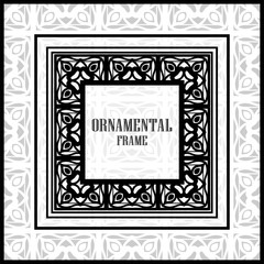 Vintage ornamental luxury background with frame. Template for design. Vector illustration