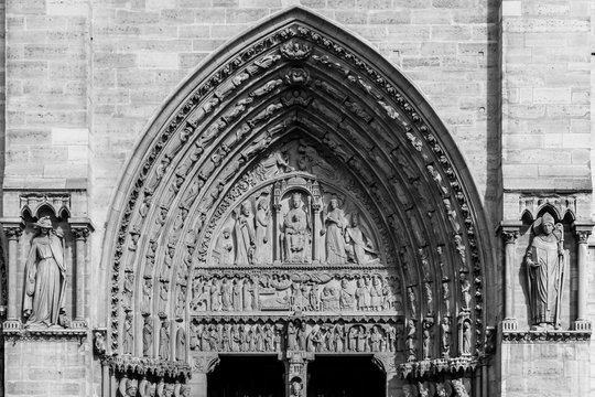 Fototapeta Notre Dame de Paris Cathedral: Architectural details. Paris, France