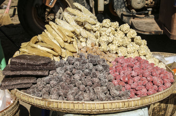 Traditional Myanmar sweet dessert in one of the markets
