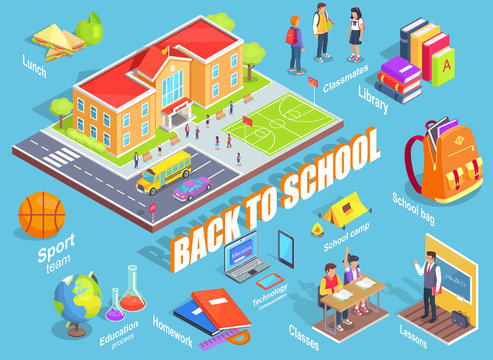 Back to School Illustration with Various Objects
