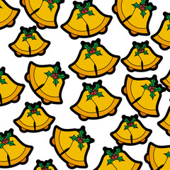 bell evergreen christmas decoration seamless pattern image
