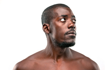 Positive thinking African-American man on brown background