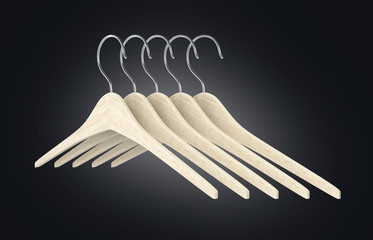 Wooden clothes hangers illustration of Classic Clothes Hanger isolated on gradient background 3d