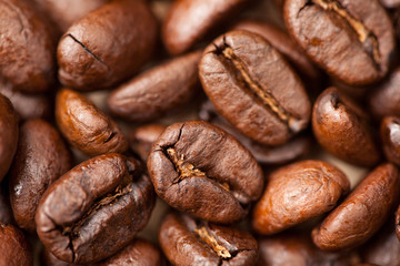 Coffee beans macro as a background