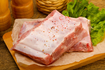 Raw pork ribs