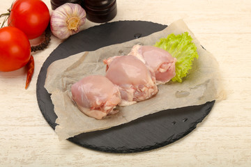 Boneless raw chicken thighs