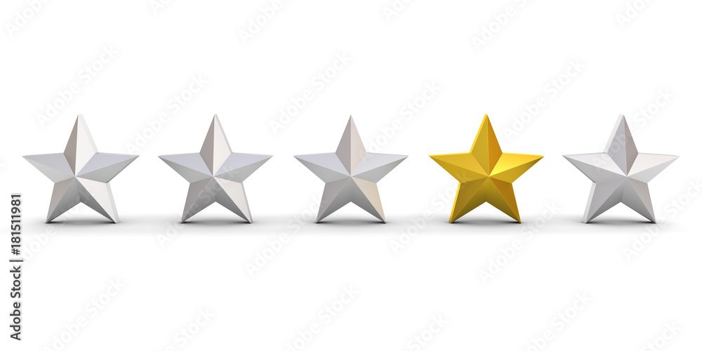 Leinwandbilder stand out from the crowd and different concept , one gold star different from other silver stars iso