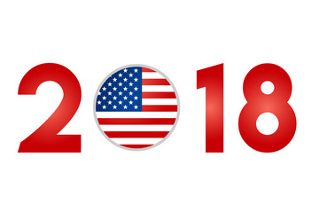 Year 2018 with USA American Flag