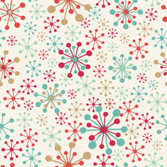 Abstract seamless vector pattern with decorative elements in retro colors.