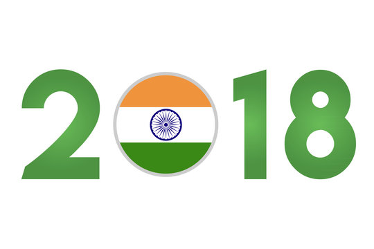 Year 2018 with Brazil Flag