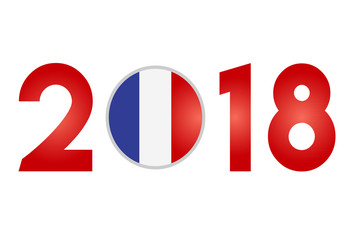 Year 2018 with France Flag