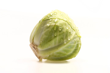 Green cabbage isolated on white background. Head of white cabbage