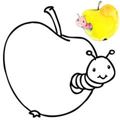 Cartoon insect watercolor illustration.