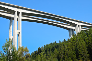 Detail of Highway Bridge from Bellow with Blue Sky,