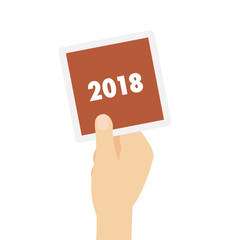 Hand hält Karte - 2018 -  Neujahr