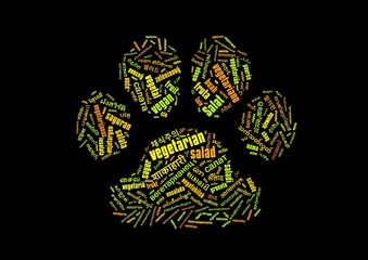 vegan word cloud with vegetarian related words in a lot of different languages