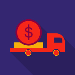 Cash Delivery Car vector icon. Designed for web and software interfaces.