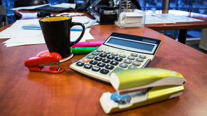 stationery on office desk