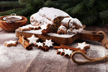 Christmas stollen and cookies. Traditional German festive baking