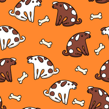 Cute vector dogs and bones seamless pattern, good for fabric or wrapping paper
