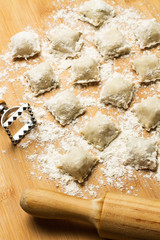 Ravioli caseros. Vista superior