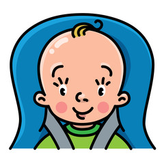 Funny small baby in the car seat