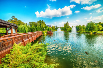 Kiev, Kiyv, Ukraine: the Mezhyhirva Residence situated on the banks of the Dnieper river of former pro-russian Prime Minister and President Viktor Yanukovych, now a museum