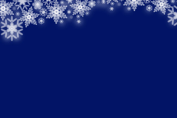 Transparent snowflakes on the blue background