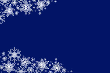 Transparent snowflakes on the blue background