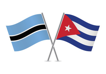 Botswana and Cuba flags.Vector illustration.