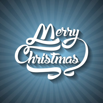 Christmas greeting card text. Merry Christmas lettering, vector illustration
